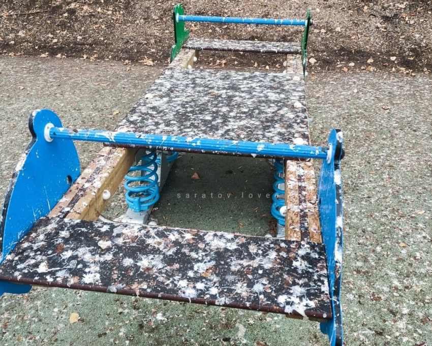 «Восстание саратовских птиц»: детская площадка на набережной подверглась «артобстрелу»